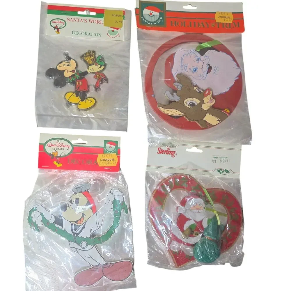 Vintage Christmas Ornaments Rudolph Mickey Mouse Santa